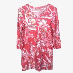 Lilly Pulitzer Glamorous Life Salmon Floral Corine Dress Cotton Women's XS